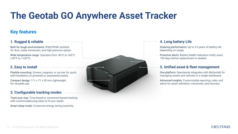 Geotab GO Anywhere tracker shown in official product illustration